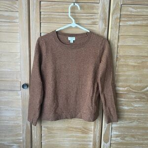 J. Crew Teddie Crewneck Sweater in Heathered Rust wool